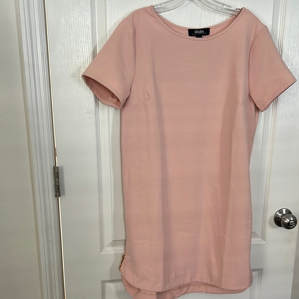LuLu’s Pink Sheath Mini Dress Crew Neck Short Sleeve